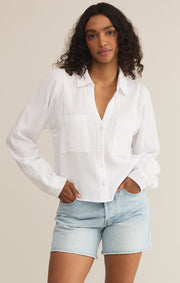 Z Supply Campo Button Up Gauze Top in White