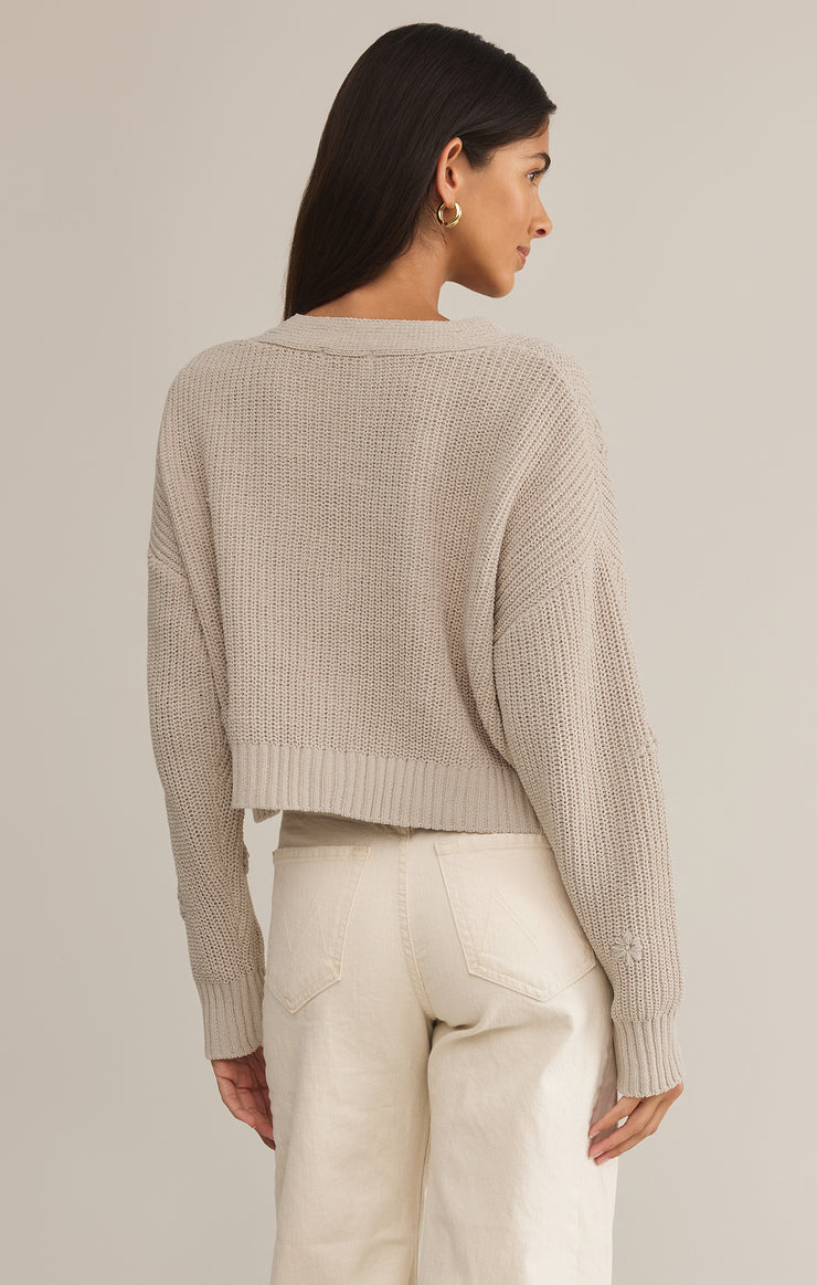 Fleur Cropped Cardigan in Parchment