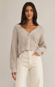 Fleur Cropped Cardigan in Parchment