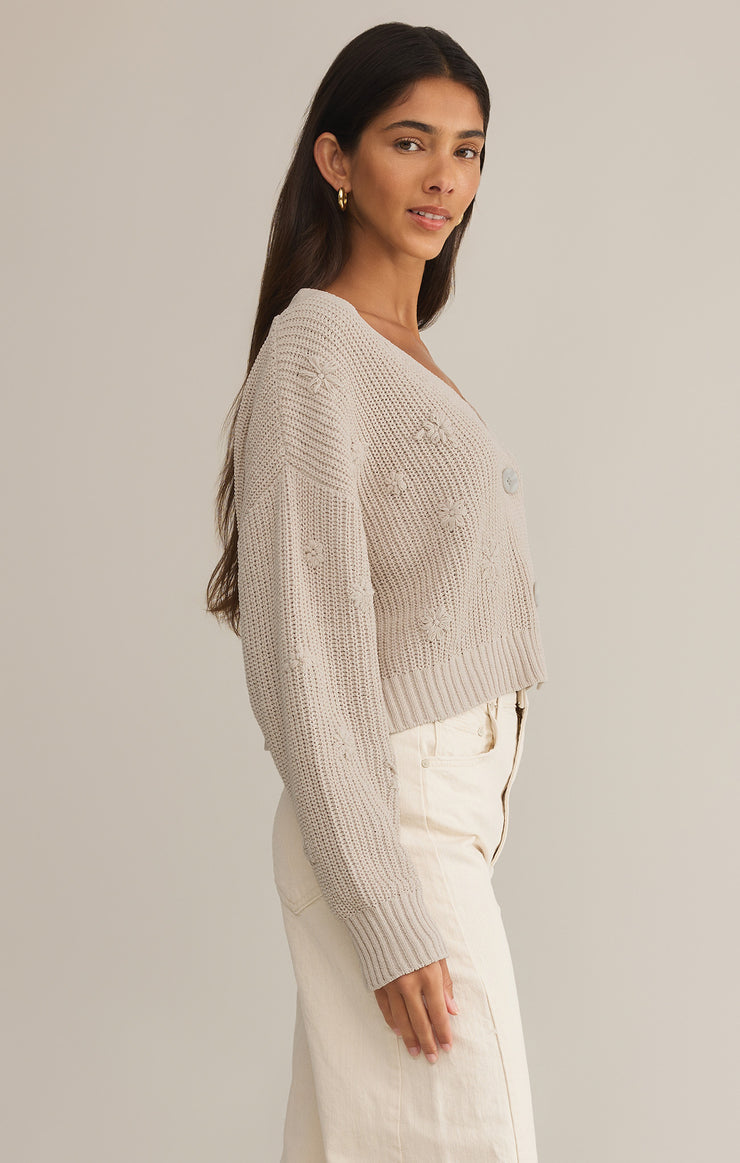 Fleur Cropped Cardigan in Parchment