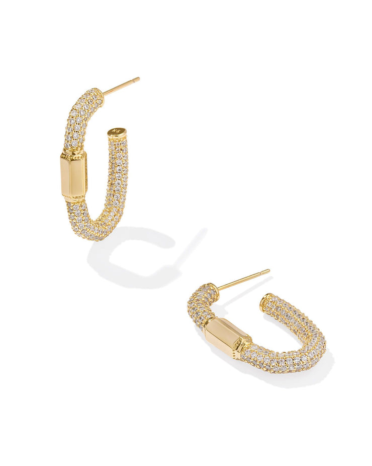 Kendra Scott  Emery Gold Hoop Earrings in White Crystal