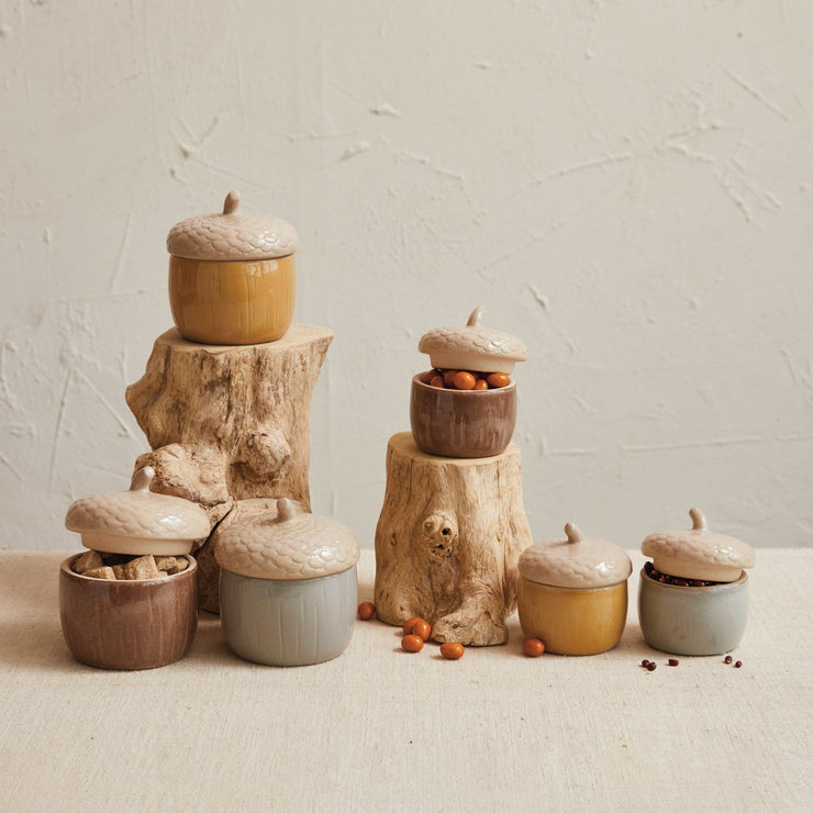 Stoneware Acorn Jar