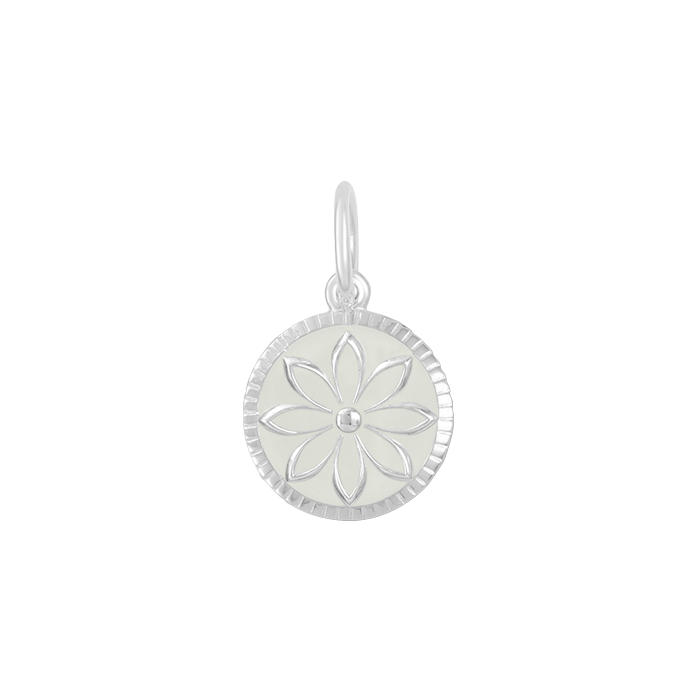 Lola Daisy Pendant - Silver & White