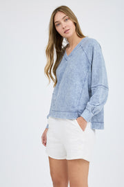 Washed Indigo Knit Top