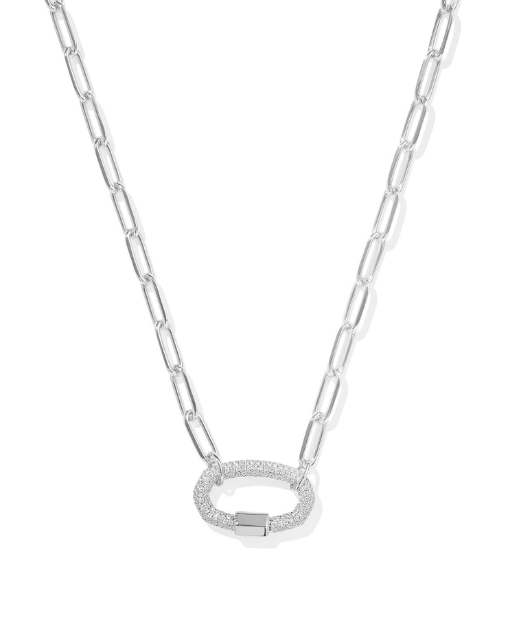 Kendra Scott  Emery Silver Link and Chain Necklace in White Crystal