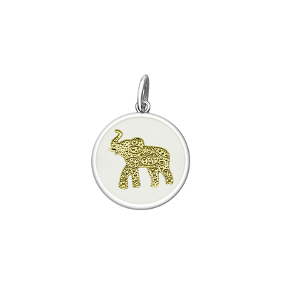Lola Elephant Pendant - Alpine White & Gold