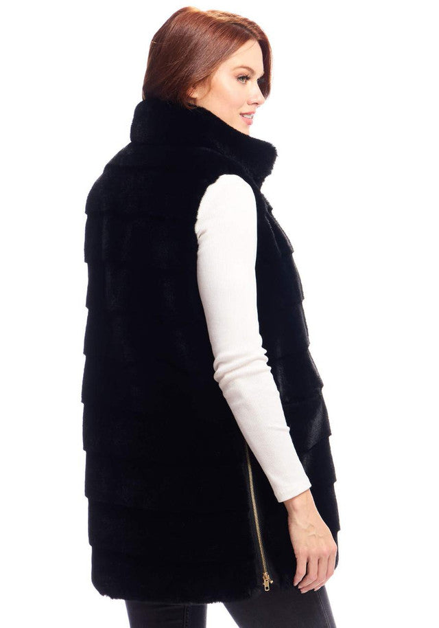 Fabulous Furs Black Faux Fur Weekender Vest