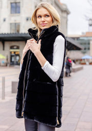 Fabulous Furs Black Faux Fur Weekender Vest