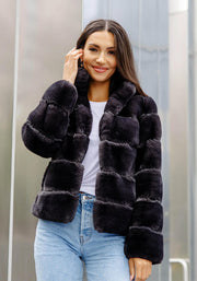 Fabulous Furs Charcoal Faux Fur Posh Jacket