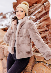 Fabulous Furs Latte Faux Fur Posh Jacket