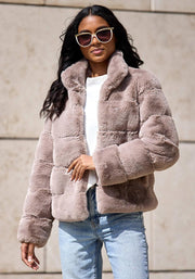 Fabulous Furs Latte Faux Fur Posh Jacket