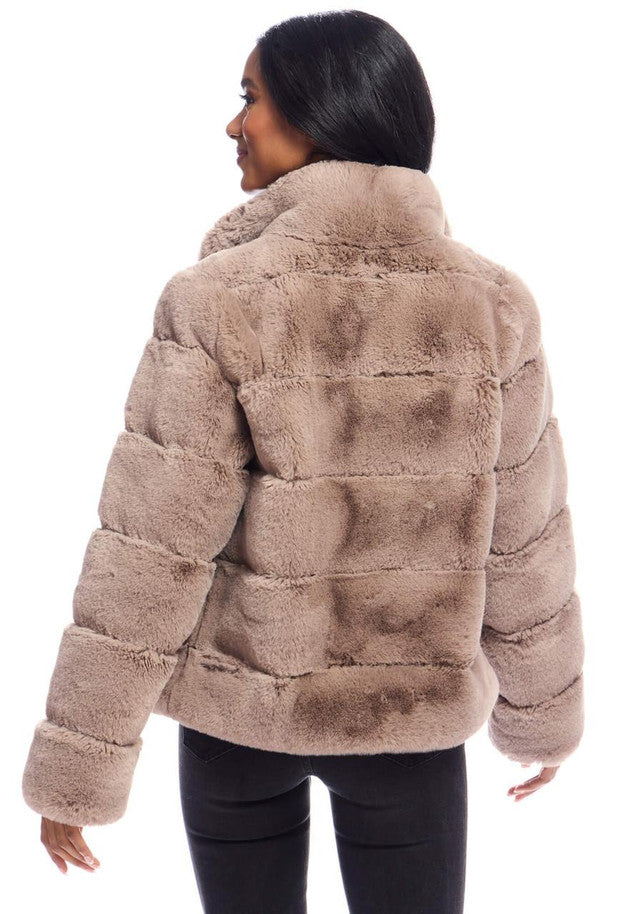 Fabulous Furs Latte Faux Fur Posh Jacket