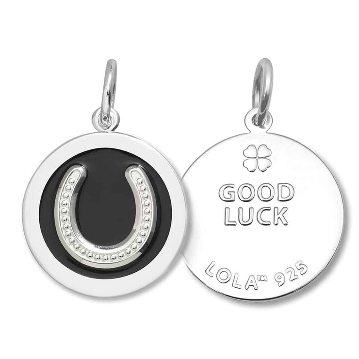 Lola Horse Shoe Pendant - Silver & Alpine White