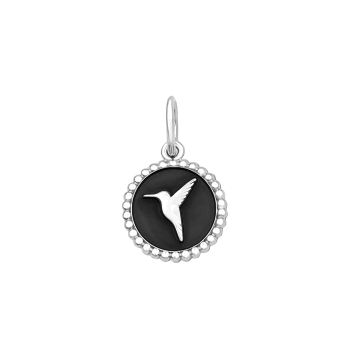 Lola Hummingbird Pendant - Black & Silver