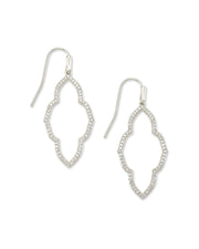 Abbie Small Open Frame Earrings in White Crystal