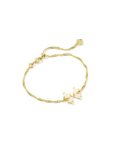 Kendra Scott Blair Gold Bow Delicate Chain Bracelet in Iridescent Drusy