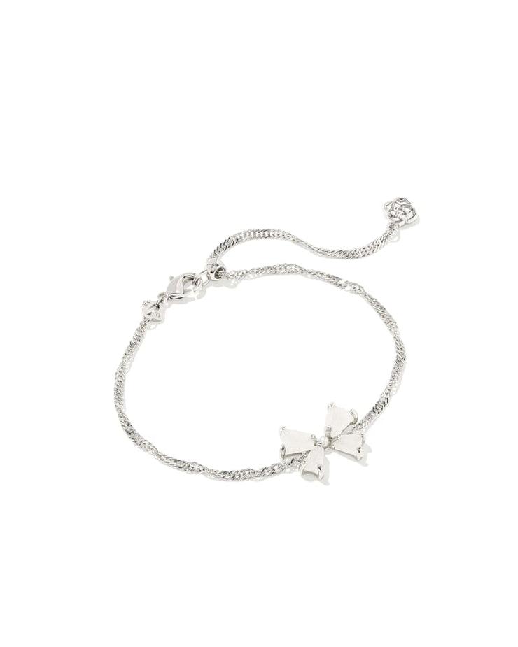 Kendra Scott Blair Silver Bow Delicate Chain Bracelet in Iridescent Drusy