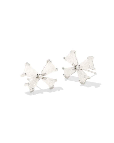 Kendra Scott Blair Silver Bow Stud Earrings in Iridescent Drusy