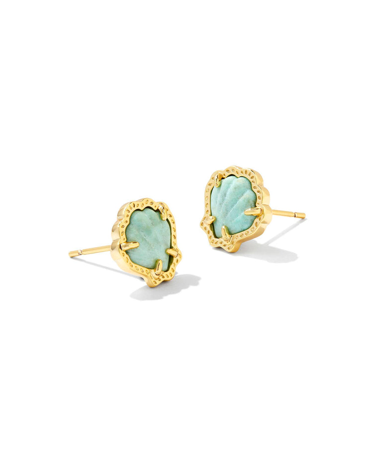 Kendra Scott Brynne Silver Shell Stud Earrings in Sea Green Chrysocolla