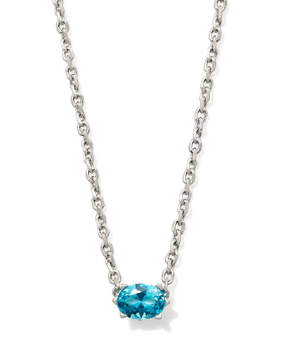 Kendra Scott Cailin Silver Pendant Necklace in Aqua Crystal