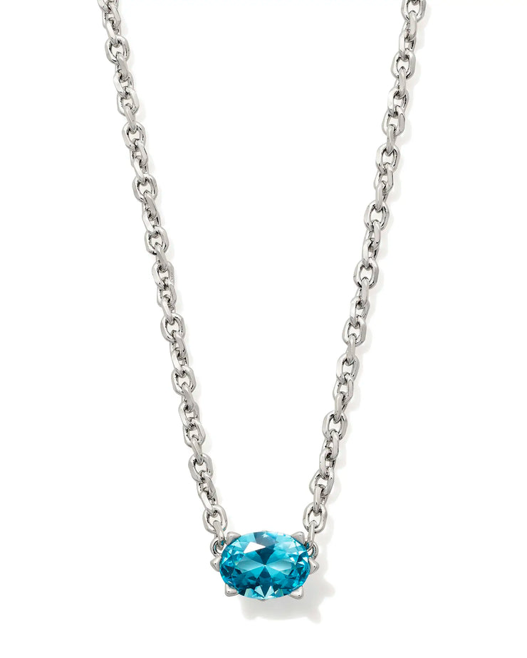 Kendra Scott Cailin Silver Pendant Necklace in Aqua Crystal