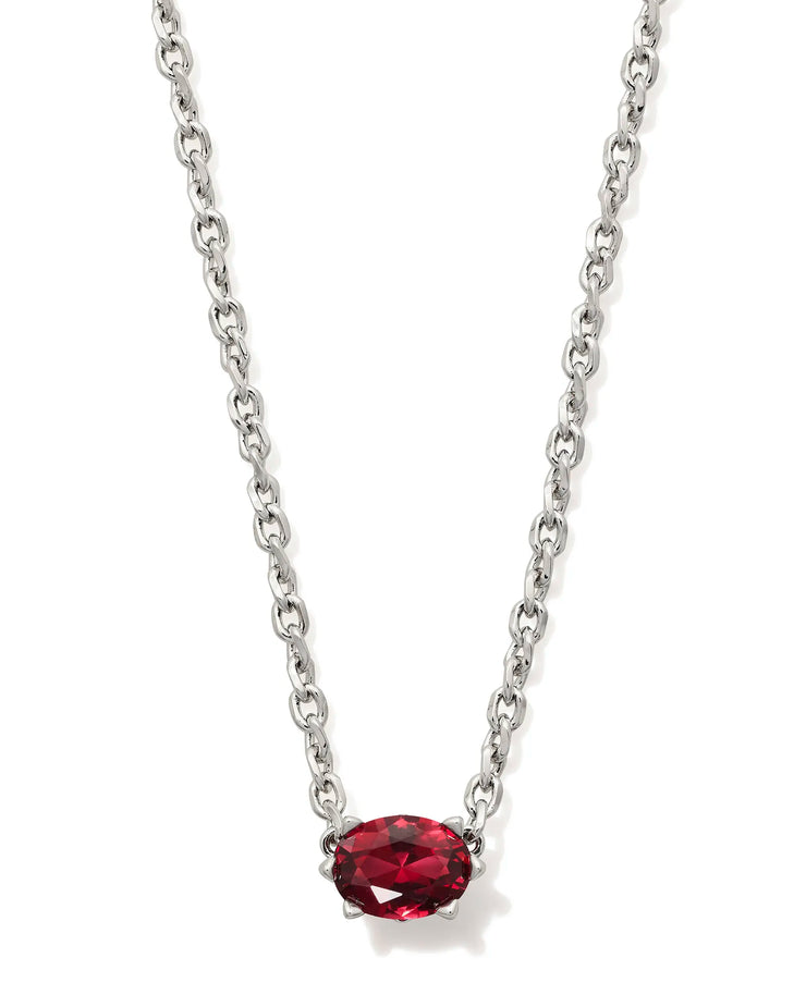 Kendra Scott Cailin Silver Pendant Necklace in Burgundy Crystal