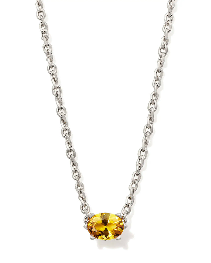 Kendra Scott Cailin Silver Pendant Necklace in Golden Yellow Crystal