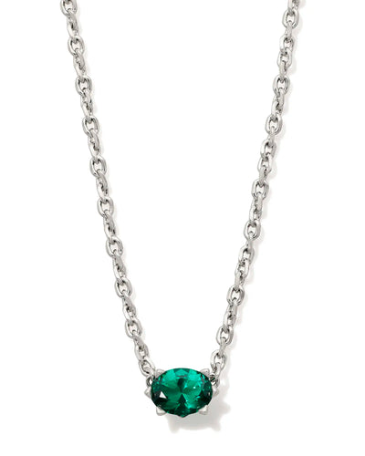 Kendra Scott Cailin Silver Pendant Necklace in Green Crystal