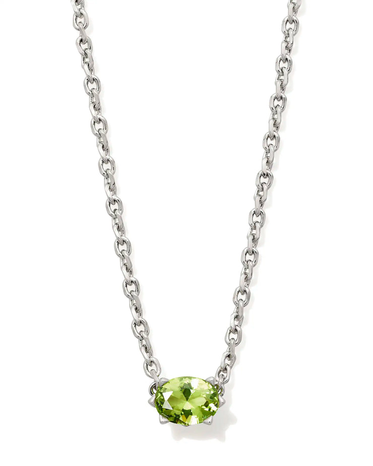 Kendra Scott Cailin Silver Pendant Necklace in Green Peridot Crystal