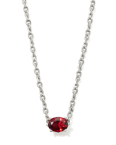 Kendra Scott Cailin Silver Pendant Necklace in Red Crystal
