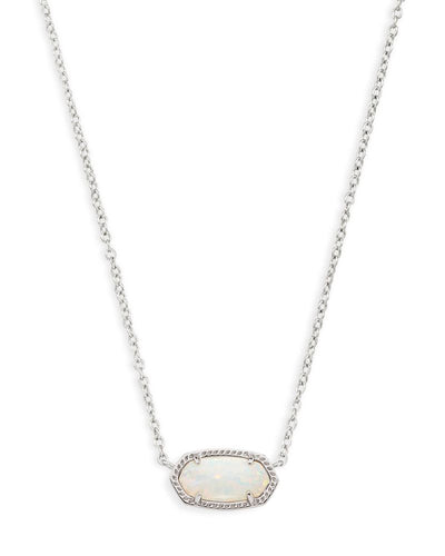 Kendra Scott Elisa Silver Pendant Necklace in White Opal