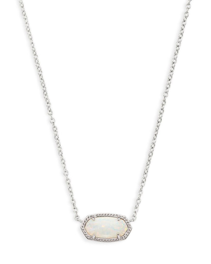 Kendra Scott Elisa Silver Pendant Necklace in White Opal