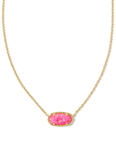 Kendra Scott Elisa Bright Pink Kyocera Opal Gold Necklace