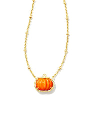 Kendra Scott Pumpkin Gold Necklace in Orange Mother of Pearl