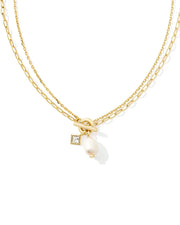 Kendra Scott Eve White Pearl Chain Multi Strand Necklace