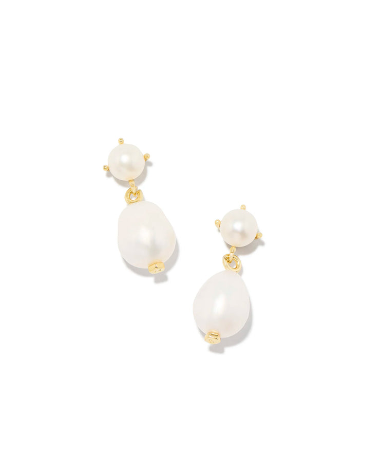 Kendra Scott Eve White Pearl Drop Earrings