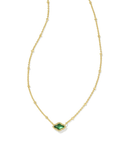 Kendra Scott Mini Abbie Gold Satellite Pendant Necklace in Green Illusion