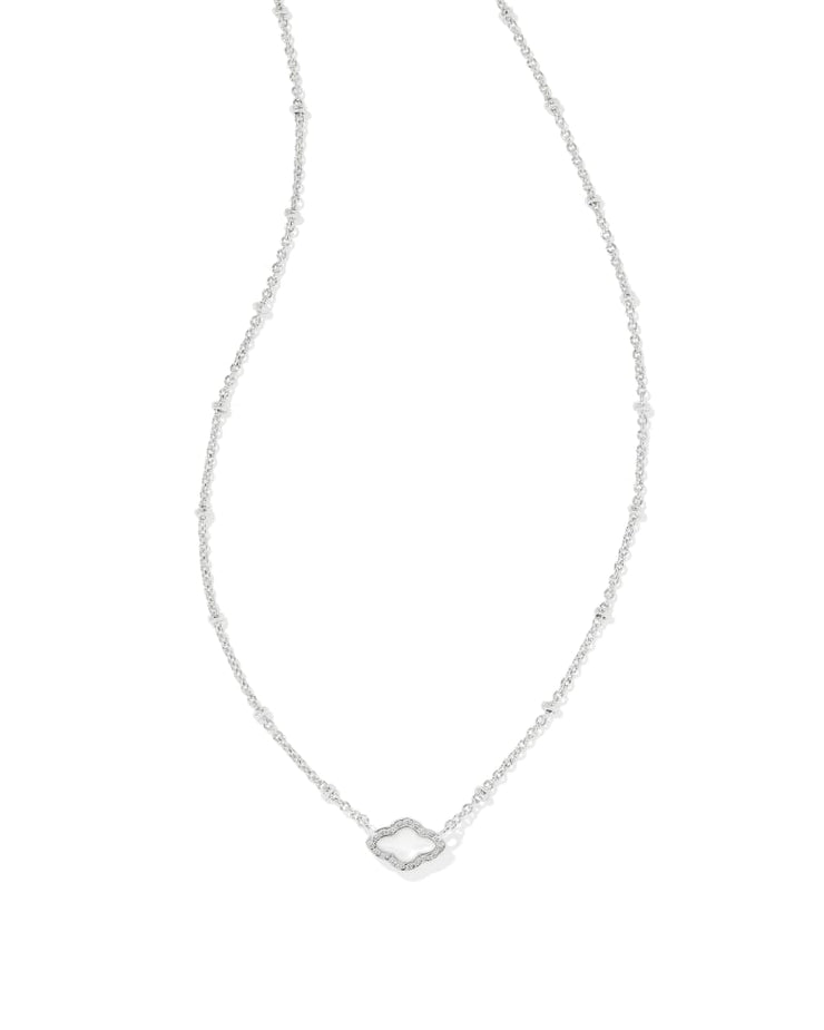 Kendra Scott Mini Abbie Silver Satellite Pendant Necklace in Ivory Mother of Pearl