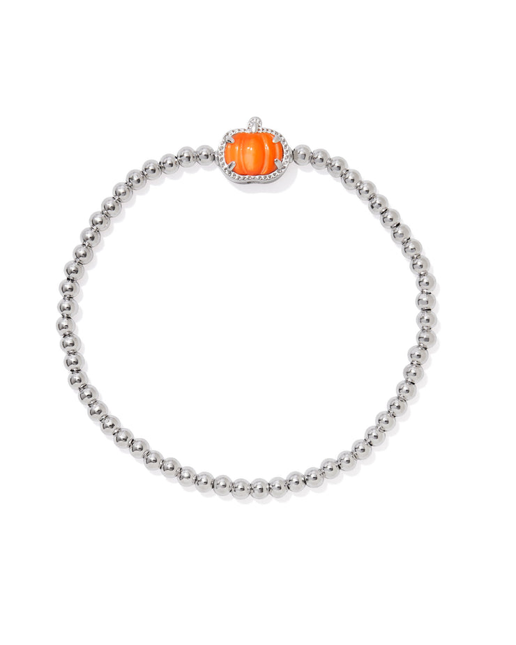 Kendra Scott Pumpkin Silver Stretch Bracelet in Orange Mother of Pearl