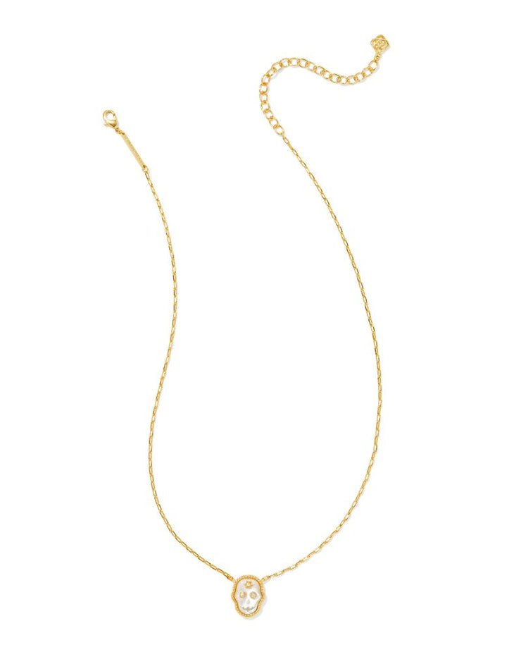 Kendra Scott Skull Necklace in Ivory Mother of Pearl