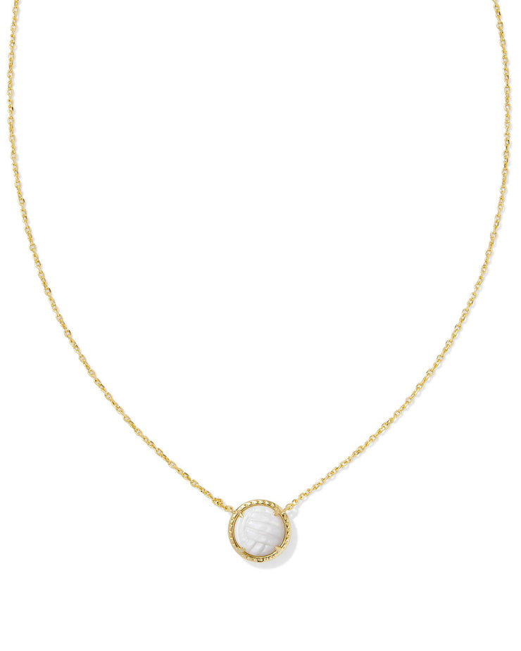 Kendra Scott Volleyball White Mother of Pearl Pendant Necklace