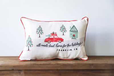 All Roads Leads to Cheshire Holiday Pillow