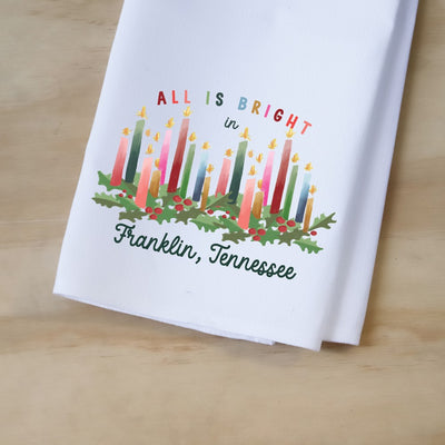 All is Bright in Cheshire Tea Towel