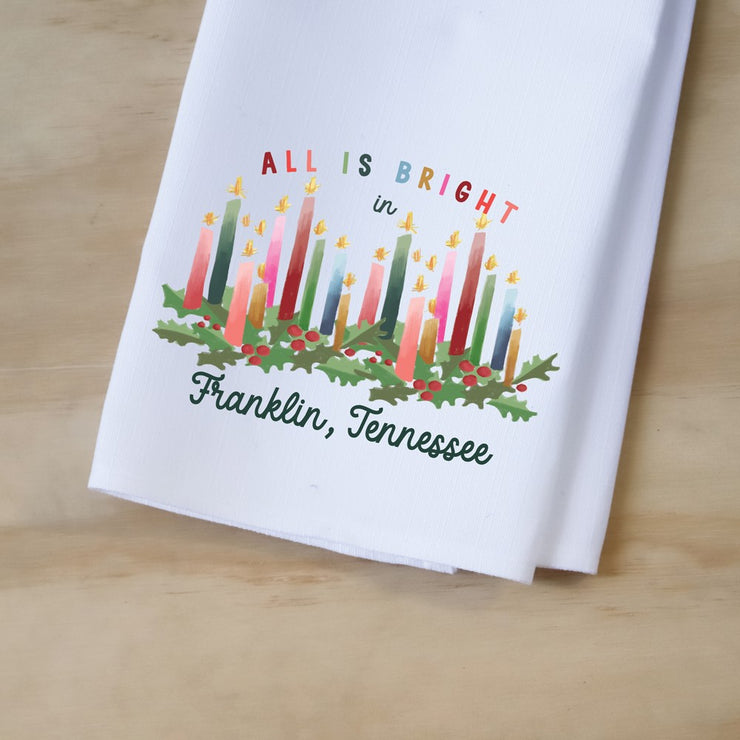 All is Bright in Cheshire Tea Towel