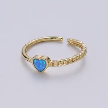 Blue Opal Heart Twist Ring