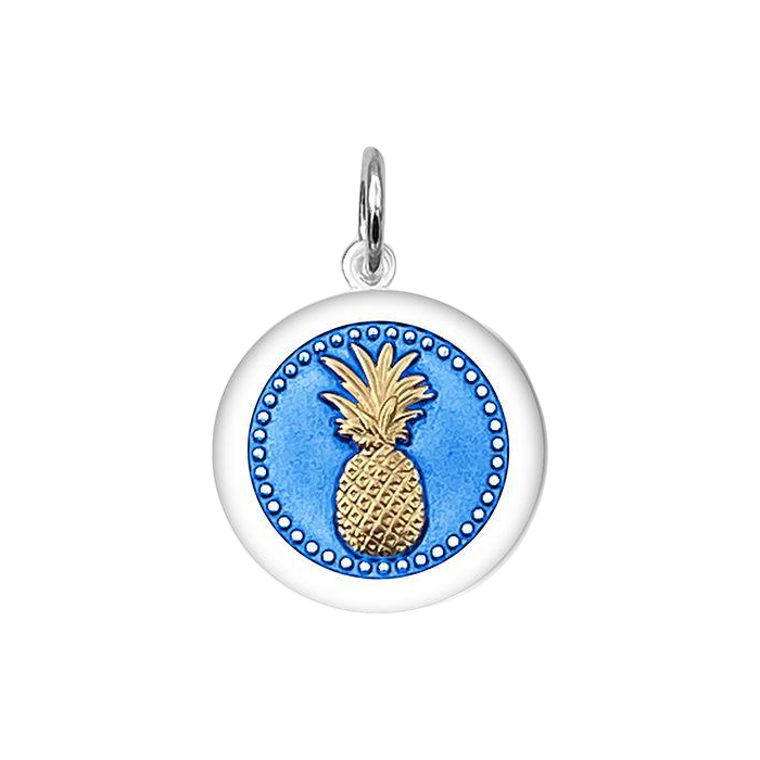 Lola Pineapple Pendant - Gold Periwinkle Blue