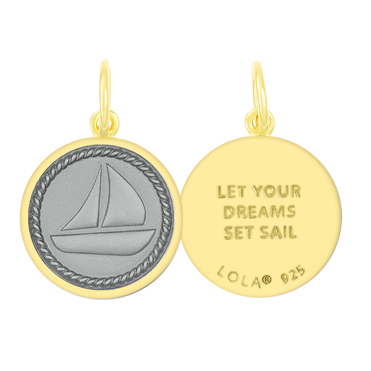 Lola Sailboat Pendant - All Gold Light Blue