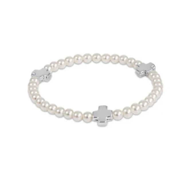 Enewton Signature Cross Pearl 4mm Bead Bracelet - Sterling