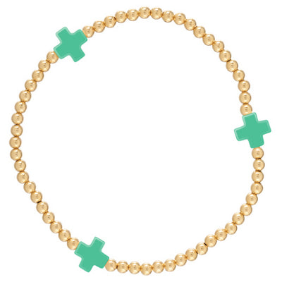 Enewton Signature Cross 3mm Emerald Gold Bracelet