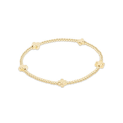 Enewton Signature Cross Small Gold Pattern 2mm Bead Bracelet